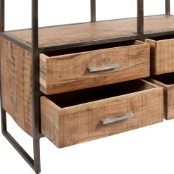 Etagère en fer noir et bois d' acacia H200cm- Factory