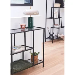 Etagère en fer noir et verre fumé h79cm - Edgard