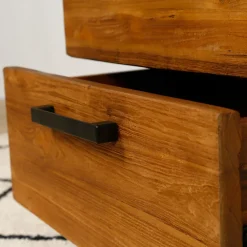 Etagère en teck massif recycle avec 3 tiroirs H190cm - Alix