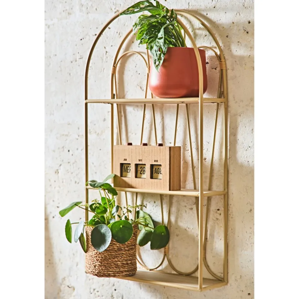 Etagère murale 3 niveaux en paulownia naturel h73cm - Java