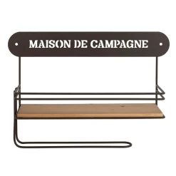 Etagère murale avec dévodoir en fer brun et sapin - Maison De Campa