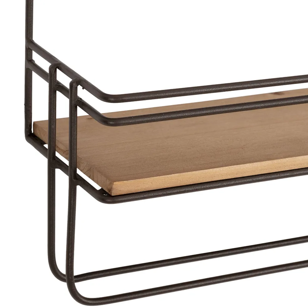 Etagère murale avec dévodoir en fer brun et sapin - Maison De Campa