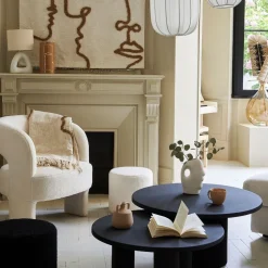 Fauteuil avec tabouret bouclette ecru - Organic