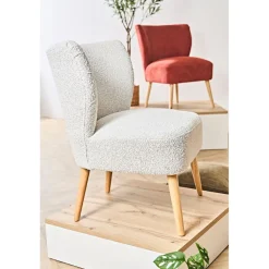 Fauteuil bouclette blanc - Eleonor