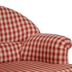 Fauteuil crapaud en coton vichy rouge et pin - Margot