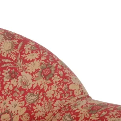 Fauteuil crapaud floral en coton rouge et pin - Margot