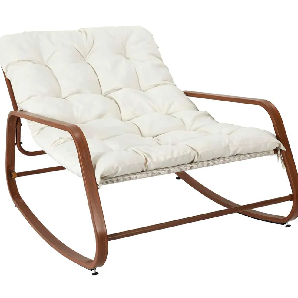 Fauteuil de jardin à bascule beige - Miami