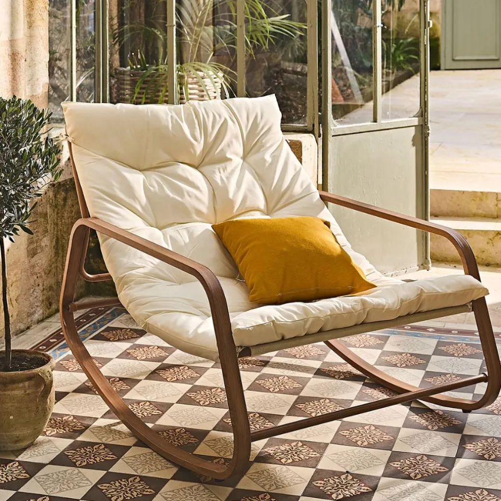 Fauteuil de jardin à bascule beige - Miami