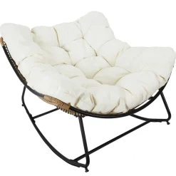 Fauteuil de jardin a bascule coussin beige -Tamia