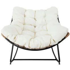 Fauteuil de jardin a bascule coussin beige -Tamia