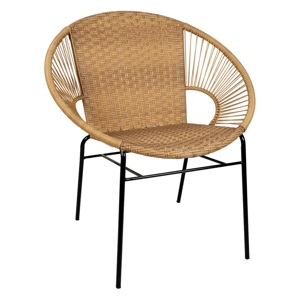 Fauteuil de jardin rond effet cannage naturel - Malaya