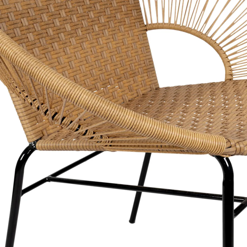 Fauteuil de jardin rond effet cannage naturel - Malaya
