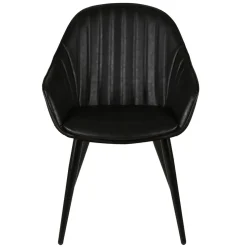 Fauteuil de salle à manger effet cuir noir - Ben
