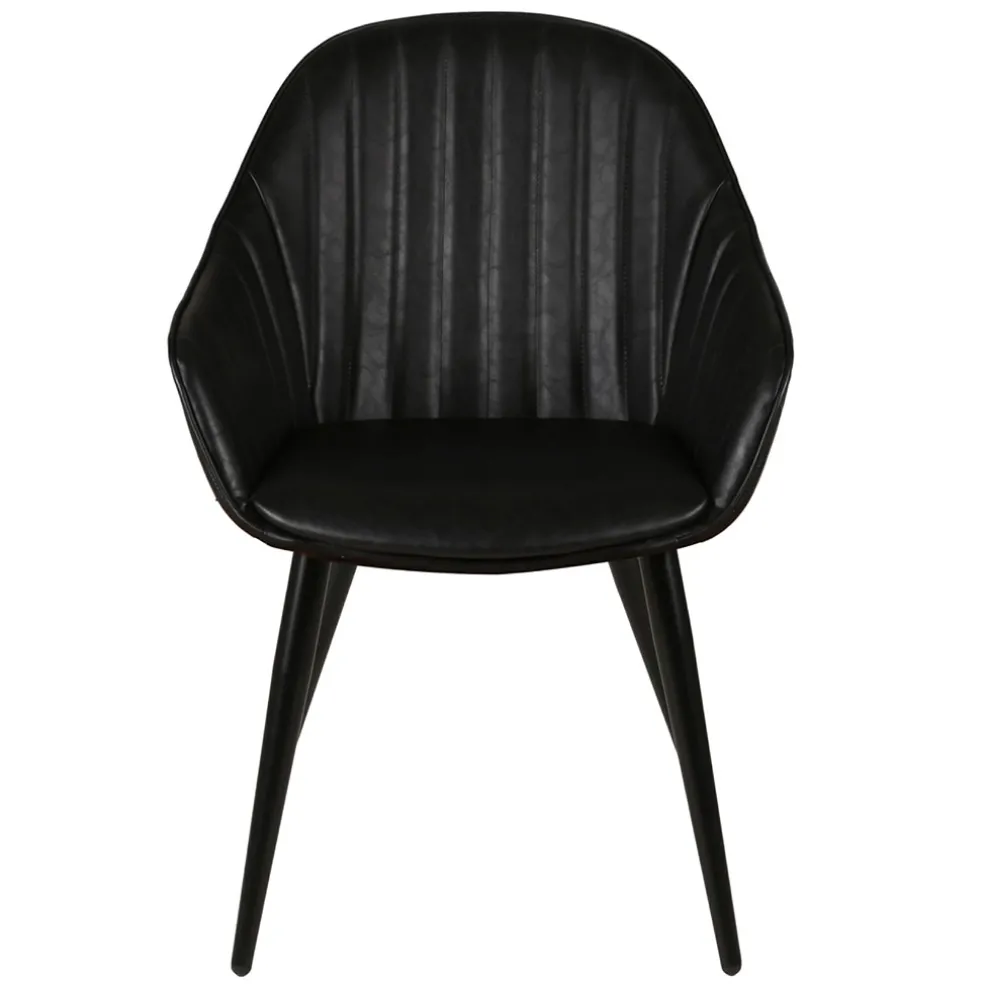 Fauteuil de salle à manger effet cuir noir - Ben