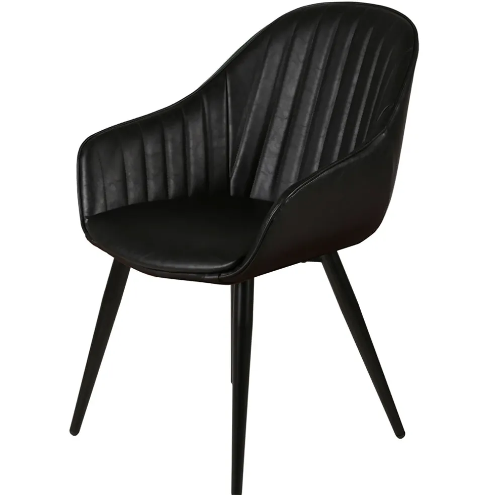 Fauteuil de salle à manger effet cuir noir - Ben