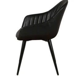 Fauteuil de salle à manger effet cuir noir - Ben