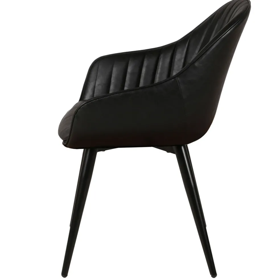Fauteuil de salle à manger effet cuir noir - Ben