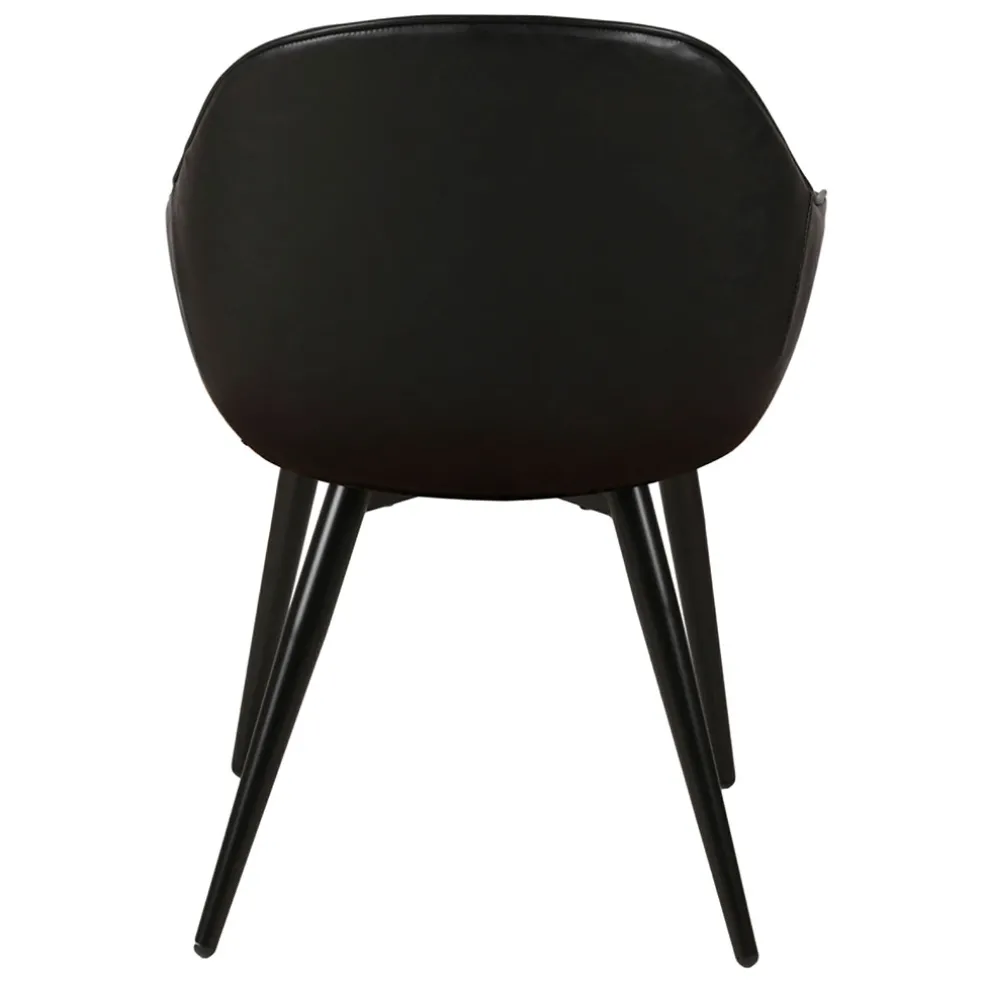 Fauteuil de salle à manger effet cuir noir - Ben