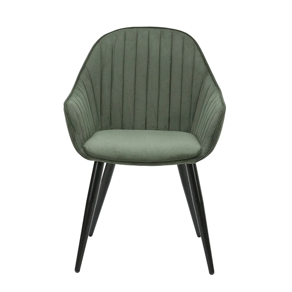 Fauteuil de salle à manger en velours côtelé kaki - Ben