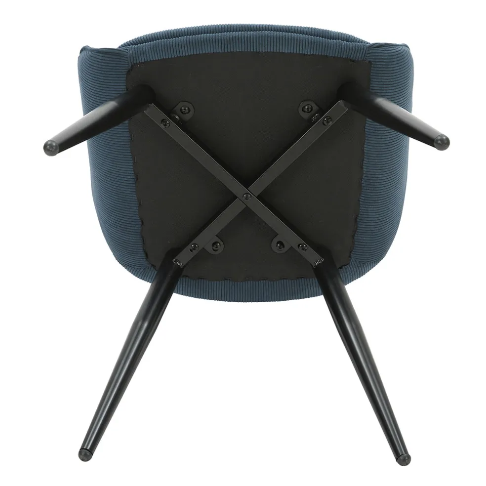 Fauteuil de salle à manger en velours côtelé bleu - Ben