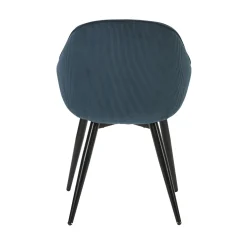 Fauteuil de salle à manger en velours côtelé bleu - Ben