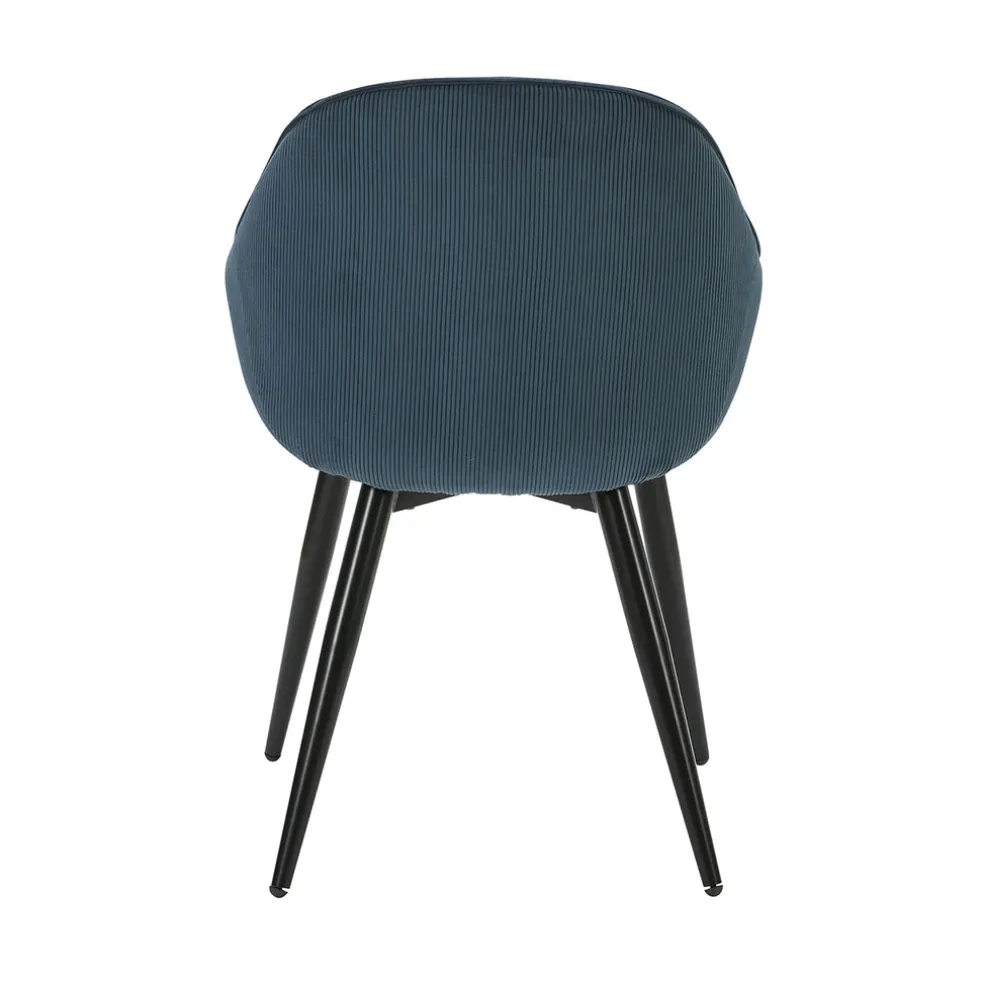 Fauteuil de salle à manger en velours côtelé bleu - Ben