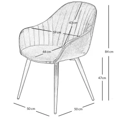 Fauteuil de salle à manger en velours côtelé bleu - Ben