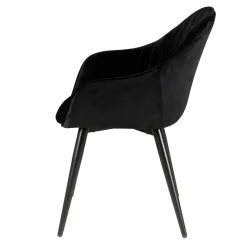 Fauteuil de salle à manger en velours noir - Ben