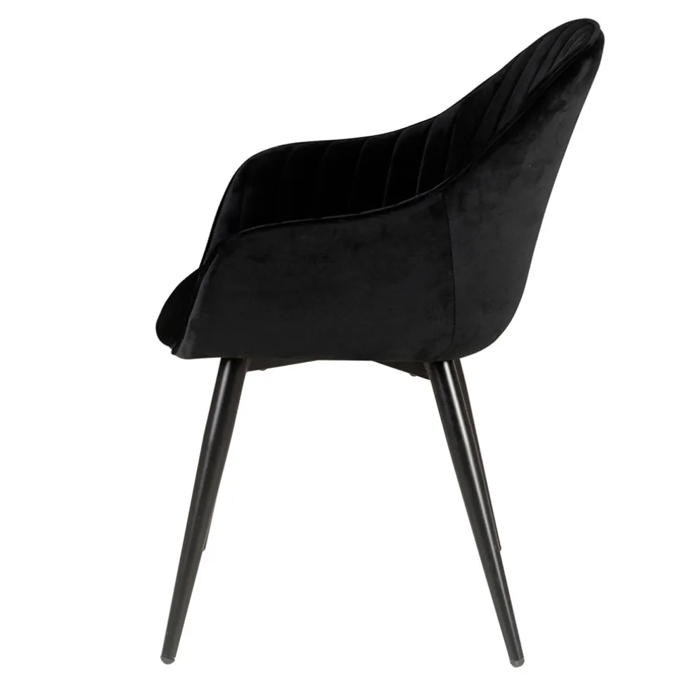 Fauteuil de salle à manger en velours noir - Ben