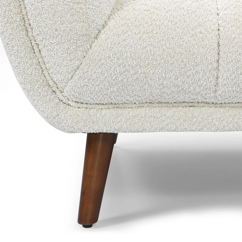 Fauteuil de salon en tissu effet bouclette écru - Beryl