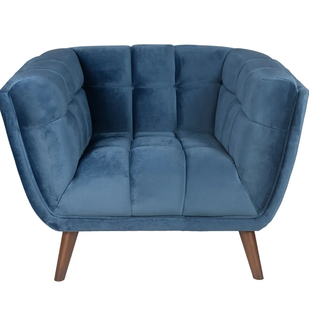 Fauteuil de salon en tissu gris bleu - Beryl