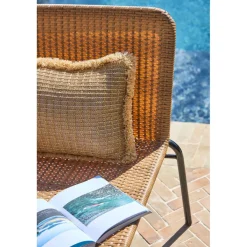 Fauteuil d'extérieur en acier et effet cannage naturel - Malaya