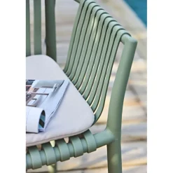 Fauteuil d'extérieur kaki avec coussin en tissu - Lumi