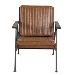 Fauteuil effet cuir marron clair - Lewis