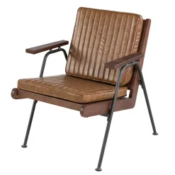 Fauteuil effet cuir marron clair - Lewis