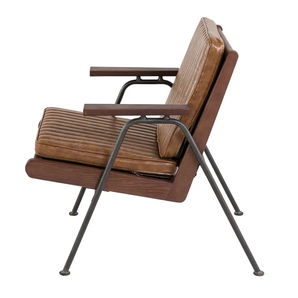 Fauteuil effet cuir marron clair - Lewis