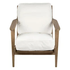 Fauteuil en coton blanc et chêne - Laureli