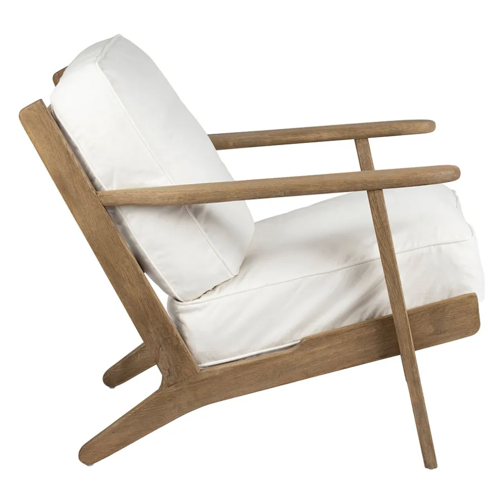 Fauteuil en coton blanc et chêne - Laureli