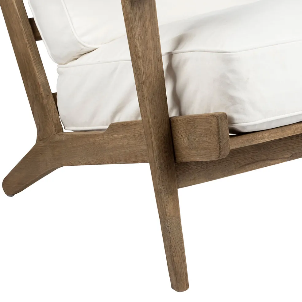 Fauteuil en coton blanc et chêne - Laureli