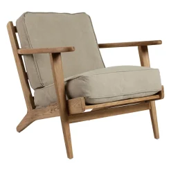 Fauteuil en coton gris et chêne - Laureli