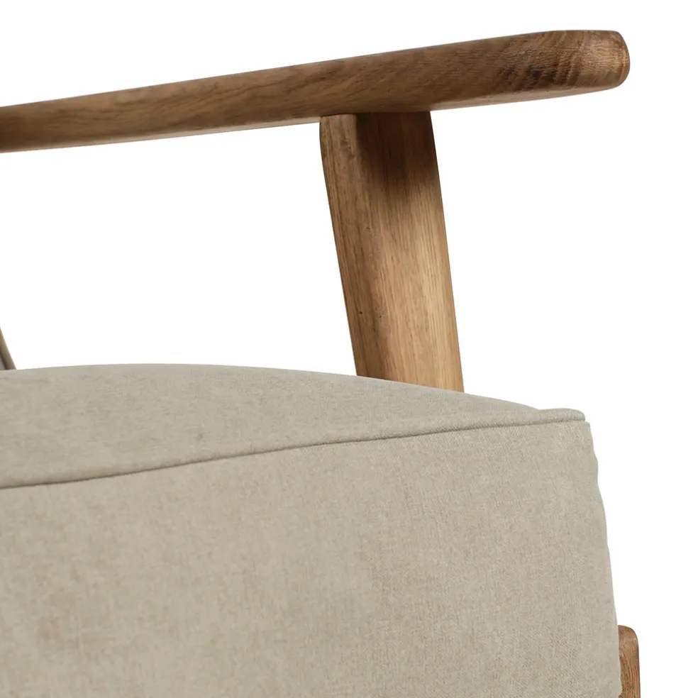 Fauteuil en coton gris et chêne - Laureli