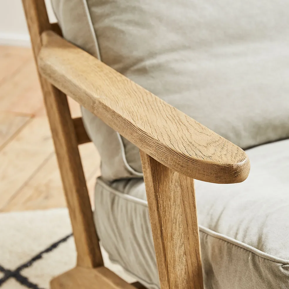 Fauteuil en coton gris et chêne - Laureli