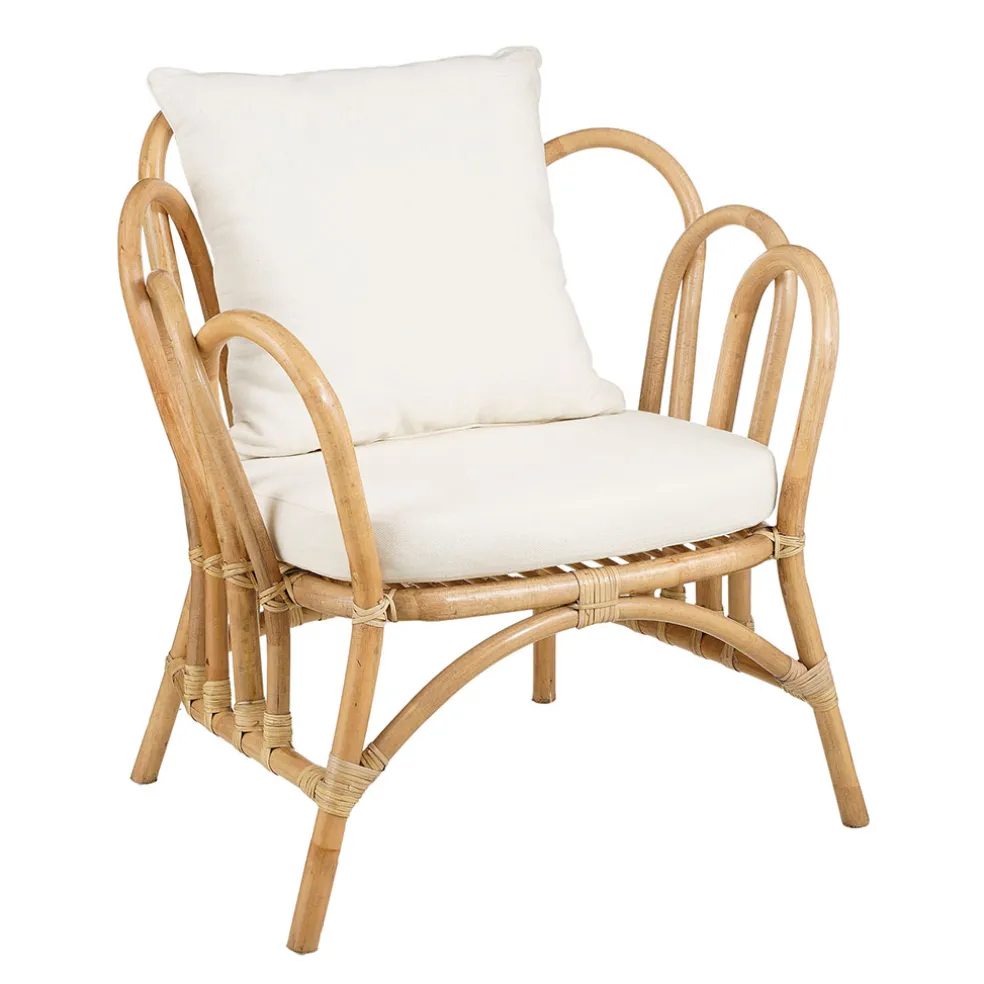 Fauteuil en rotin avec coussin blanc - Sherbrooke