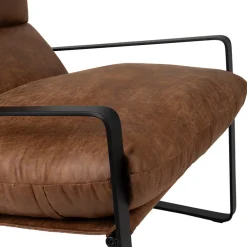 Fauteuil en simili-cuir brun et fer noir - Torsten