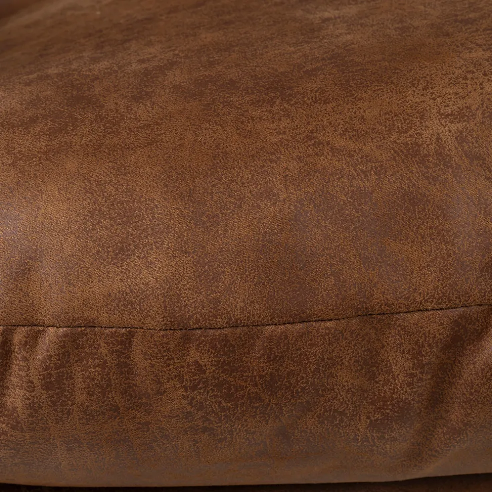 Fauteuil en simili-cuir brun et fer noir - Torsten