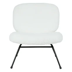Fauteuil en tissu bouclette blanc et fer noir - Ethior
