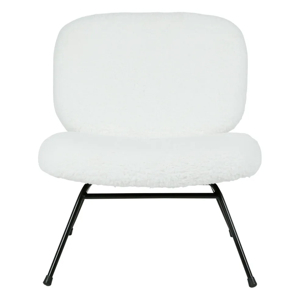 Fauteuil en tissu bouclette blanc et fer noir - Ethior