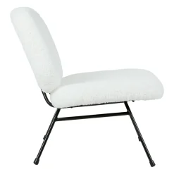 Fauteuil en tissu bouclette blanc et fer noir - Ethior