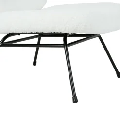 Fauteuil en tissu bouclette blanc et fer noir - Ethior