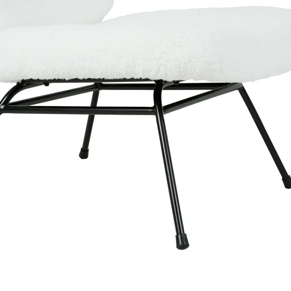 Fauteuil en tissu bouclette blanc et fer noir - Ethior